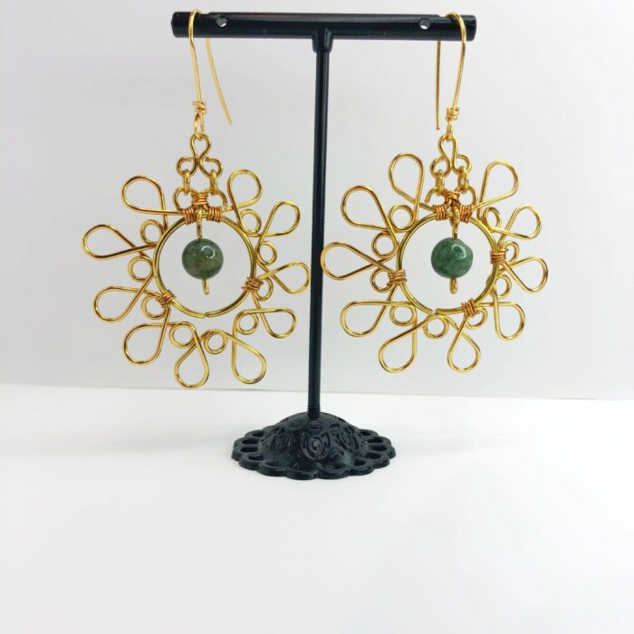 Boucles d’oreilles dorées en forme de soleil