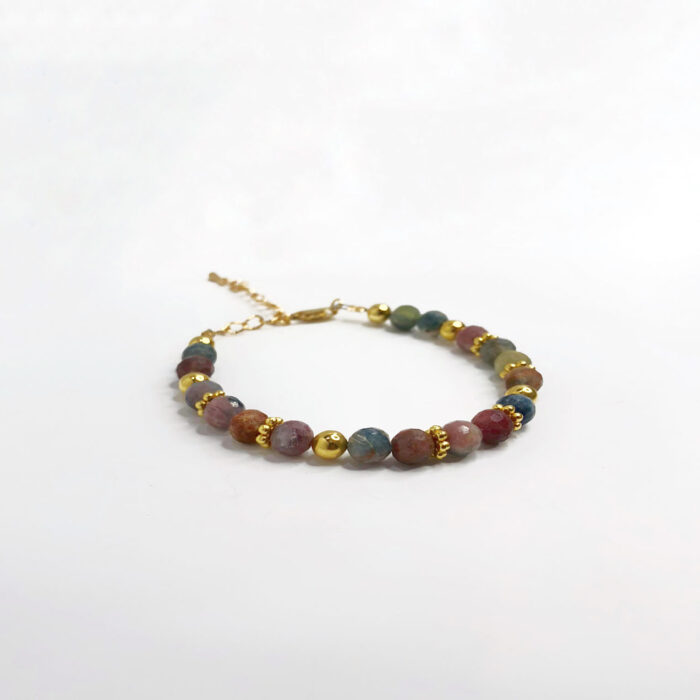 Bracelet avec pierres de tourmaline multi couleur
