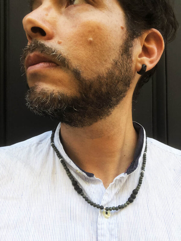 Collier bracelet serpentine et pierre de lave – Image 4