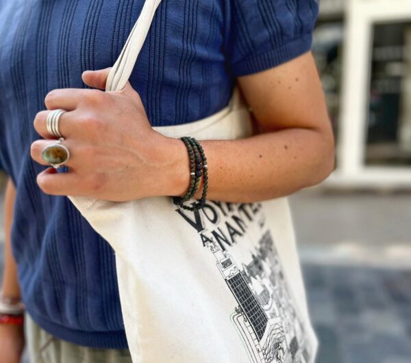 Collier bracelet serpentine et pierre de lave – Image 2