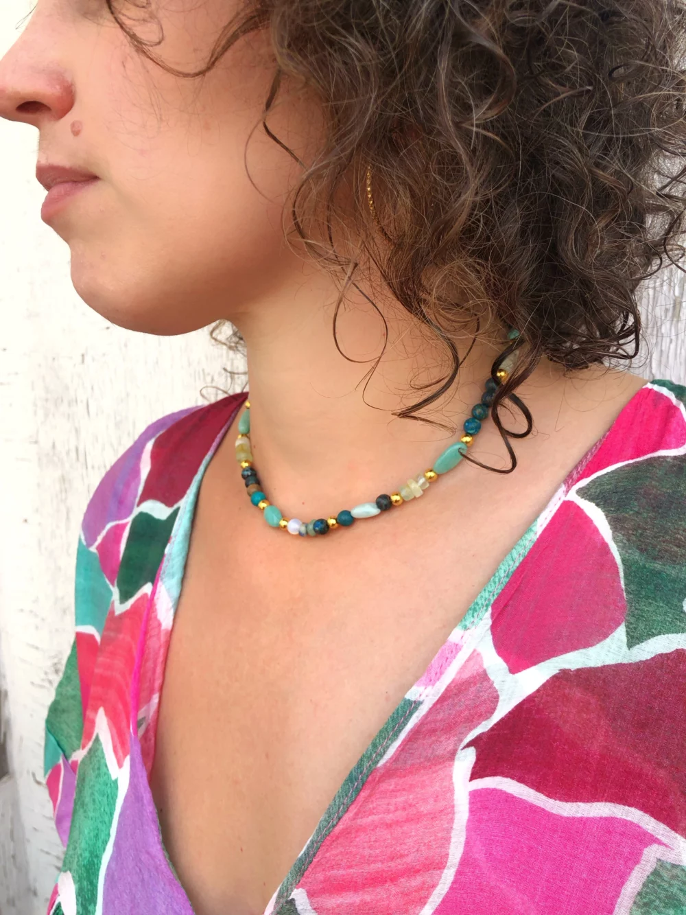 Collier Vilca pierres d’amazonite jaspe et opale – Image 2