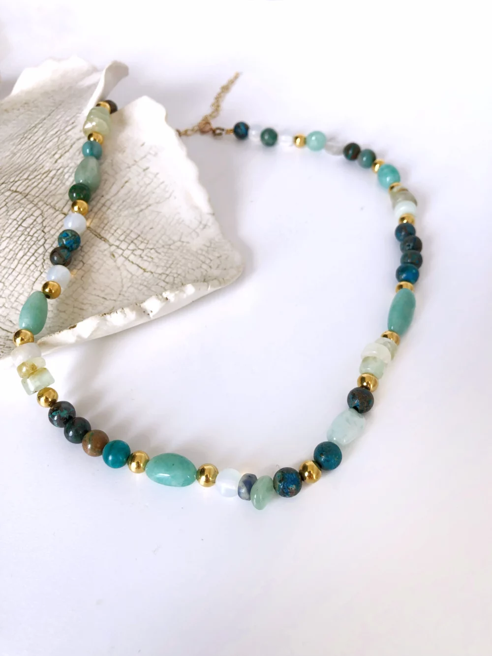 Collier Vilca pierres d’amazonite jaspe et opale