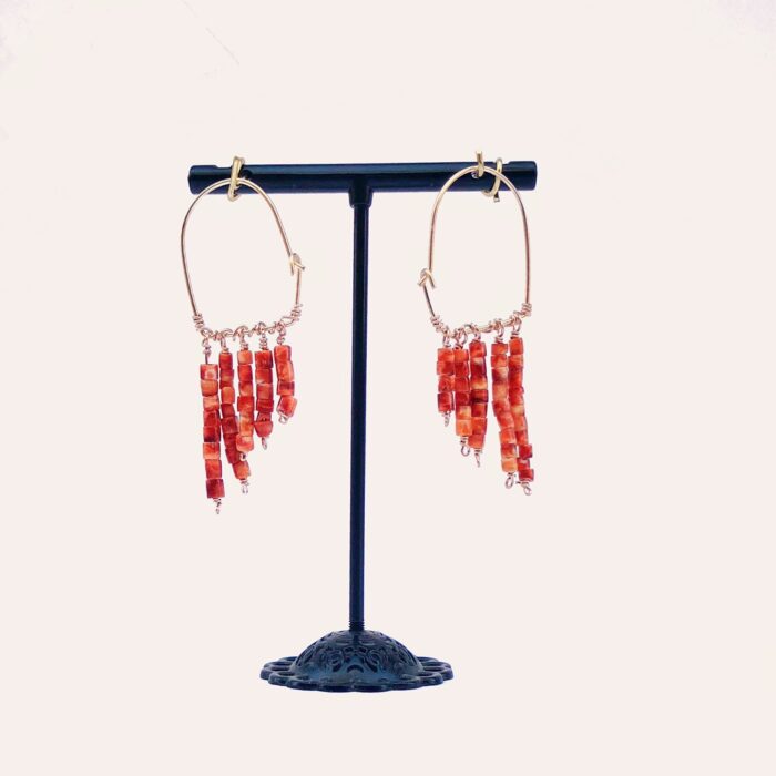 Boucles d'oreilles en coquillage rouge spondylus